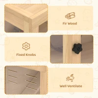 PawHut Wooden Hamster Cage with Hut, Wheel, Ramps, Removable Viewing Panels, 80 x 50 x 84 cm, Natural(m-5)