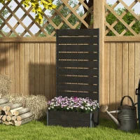 Outsunny 34 x 69.5cm Garden Planter Box, with Back Trellis, Black(m-10)