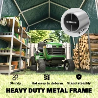 Outsunny 8 x 6.5 ft Outdoor Garden Storage Shed, Waterproof Bike Tent with Double Roll-up Zipper Door for Garden Tools, Green(m-4)