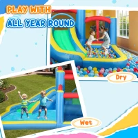AIYAPLAY Inflatable Bouncy Castle with 550W Blower, Basketball Hoop, Long Slide, Dart Board, Carrying Bag, 385 x 290 x 180 cm(m-9)