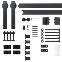 HOMCOM Schiebetüren-Beschlagsatz,  paltzsparend, leise, universell einsetzbar, 200 cm x 40 cm x 0,6 cm, Schwarz(m-1)