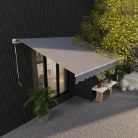 Outsunny Markise Gelenkarmmarkise Sonnenschutz Balkon Grau 2,95 x 2,5m(m-10)