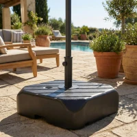 Outsunny Base para Chapéu de Solcom Rodas e Pega Telescópica para Mastros Ø38 mm Ø48 mm Recarregável com Areia 72 kg ou Água 45 L Preto(m-9)