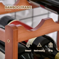 HOMCOM Free Standing Bamboo Wine Rack with 16 Bottles Holder, 4-tier Water Bottle Organiser, Display Shelf for Countertop, Home Bar, Brown(m-6)