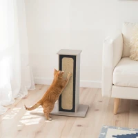PawHut 63cm Cat Scratching Post, Cat Scratcher with Replaceable Scratching Board, Top Perch, Sisal Scratch Mat, Oak(m-10)