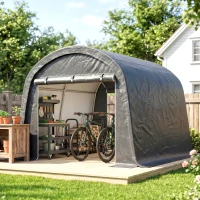 Outsunny Lagerzelt für den Garten, stabiler Stahlrahmen, große Türen, 3x3m, Grau(m-8)