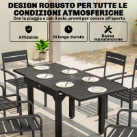 Outsunny Tavolo Allungabile a Doghe da Giardino per 4-6 Persone, in Alluminio e Acciaio, 80/160x80 cm, Nero(m-6)