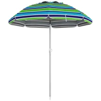 Outsunny Parasol de plage parasol inclinable rond parasol d'extérieur hauteur réglable protection UV40 sac de transport inclus(m-1)