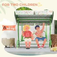 AIYAPLAY Kids Garden Swing Chair with Adjustable Canopy, Safety Belt, 2 Seater Hammock Swing Bench for Patio, Porch, Green(m-7)