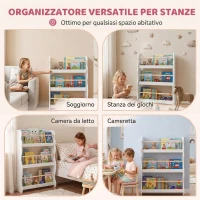 AIYAPLAY Libreria Montessoriana per Bambini 3-8 Anni a 3 Ripiani, 60x15x73 cm, per Cameretta, Bianco(m-7)