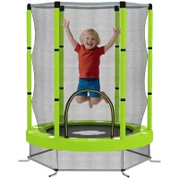 AIYAPLAY Trambulină Elastică pentru Copii Ø140 cm cu Plasă de Siguranță și Desene, Vârstă 3-6 Ani, Verde(m-11)