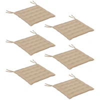 Outsunny Juego de 6 Cojines para Sillas de Comedor 40x40 cm 6 Piezas Cojines para Sillas de Jardín Acolchados con Cintas Caqui(m-11)