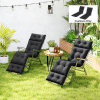 Outsunny Set of Two 190 x 56cm Sun Lounger Cushions - Black(m-2)