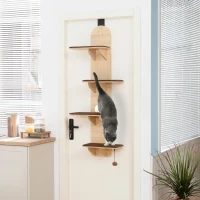 PawHut 4-Level Door Mounted Cat Tree with Washable Plush Mats, Toy Balls, Door Hanging Cat Shelf for Indoor Cats(m-10)
