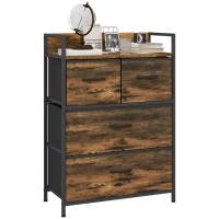 HOMCOM Comodă cu 4 Sertare Detașabile, Design Industrial din Lemn și Oțel, 60x29x85 cm, Maro și Negru(m-11)