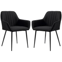 HOMCOM Chaises de Salle à Manger Chaises de Visiteur Design scandinave - Lot de 2 chaises - Pieds effilés métal Noir(m-12)