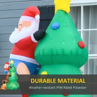 HOMCOM 6ft Inflatable Christmas Tree, LED Lighted with Santa Claus Dog for Home Indoor Outdoor Garden Lawn Decoration Party Prop(m-5)