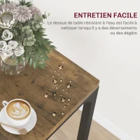 HOMCOM Ensemble table à manger avec 2 chaises encastrables, pour cuisine salon maison, rustique(m-6)