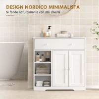 HOMCOM Mobiletto da Bagno da Terra con Cassetto e Anta, Bianco(m-6)