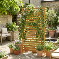 Outsunny Brise-vue Bois à Lamelles Claustra Paravent Extérieur Autoportant pour Jardin Terrasse 80x40x170cm Marron(m-11)
