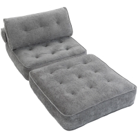 HOMCOM Fauteuil Convertible 1 Place 95 x 220 cm avec 2 Oreillers, Siège Épais, Fauteuil-Lit Chauffeuse 3 en 1, Gris Clair