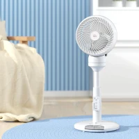 HOMCOM Standing Fan for Bedroom, 28" Pedestal Fan with Remote, 70° Oscillating, 90° Vertical Tilt, 3 Speeds, Adjustable Height, 7H Timer, Foot Button, White(m-9)
