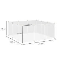 PawHut Pet Playpen DIY Small Animal Cage Open Enclosure Portable Plastic Fence 12 Panels for Hedgehog Guinea Pig White(m-9)