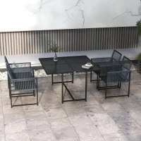 Outsunny 5-teiliges Gartenmöbel-Set, Gartensitzgruppe, Outdoor-Essgruppe, wetterbeständig, 1 Tisch, 4 Stühle, Grau(m-2)