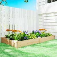 Outsunny Raised Garden Bed, Wooden Planter Box with Divider and Open Bottom for Flowers, Herbs, Vegetables, DIY Painting(m-9)