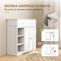 HOMCOM Mobiletto da Bagno da Terra con Cassetto e Anta, Bianco(m-5)