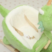 AIYAPLAY Schommeldier, dinosaurus-schommel, interactieve diergeluiden, zachte vulling, houten frame, 65 x 38 x 72 cm, Groen(m-12)