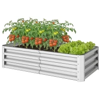 Outsunny Letto per Orto Rialzato a Fondo Aperto con Rivestimento in Acciaio Zincato, 120x60x30.5 cm, Argento(m-11)
