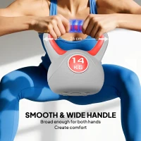SPORTNOW Kettlebell, 14kg Kettle Bells with Handle for Home Gym Weight Lifting and Strength Training, Red and Grey(m-4)