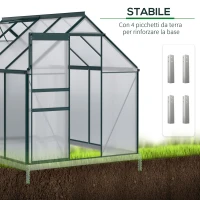 Outsunny Serra da Giardino in Policarbonato, Metallo e Alluminio, Anti-UV e Antivento, 190x253x199cm, Verde(m-6)