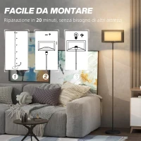 HOMCOM Lampada da Terra Moderna con Doppio Paralume e Interruttore a Pedale, Ø33 x 152.5 cm, Nero(m-6)