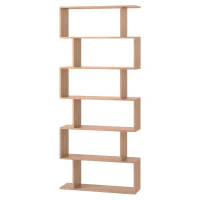 HOMCOM Estantería para Libros Moderna Librería con 6 Estantes para Comedor Salón Estudio 80x23x192 cm Natural(m-12)
