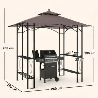 Outsunny 2.5 x 1.5m BBQ Tent Canopy Patio Outdoor Awning Gazebo Party Sun Shelter - Coffee(m-3)