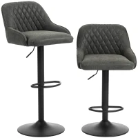 HOMCOM Bar Stools Adjustable Swivel Kitchen Chairs with Backrest Set of 2 for Kitchen Island Dark Grey(m-1)