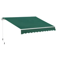 Outsunny Tenda da Sole a Manovella 3x2 m ad Angolazione Regolabile, in Alluminio, Acciaio e Poliestere Verde(m-1)