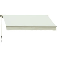Outsunny Tenda da Sole Avvolgibile a Caduta con Manovella, in Alluminio e Poliestere, 3x2.5m, Bianco(m-11)