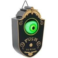 HOMCOM Halloweendeko, Türglocke mit Horror-Auge, Geräusch- & Touchsensor, beweglich, grünes Licht(m-12)