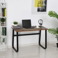 HOMCOM Schreibtisch, Computertisch, PC Tisch, Bürotisch,Industrie-Design, Spanplatte, Stahl, Braun 115 x 58 x 74,5 cm(m-10)
