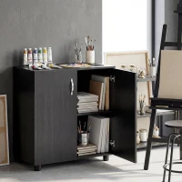 Vinsetto Mobile Ufficio Portadocumenti Multiuso con Serratura, 2 Ante e Mensola Interna, 80x40x80 cm, Nero(m-9)