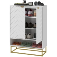 HOMCOM Shoe Storage Cabinet, Modern Shoe Cupboard with Open Shelf, Adjustable Shelf, 6 Vents, Shoe Rack for 12 Pairs of Shoes(m-11)