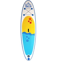 HOMCOM Aufblasbares Surfbrett, Surfboard, Stand Up Board mit Paddel, Rutschfest, Inkl. Ausrüstung, kunststoff, EVA, Weiß, 305 x 76 x 10 cm(m-1)