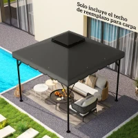 Outsunny Toldo de Recambio 3x3 m con Techo Doble Orificios de Drenaje y UPF 30+ Solo Toldo NO Incluye Marco Gris Claro(m-7)
