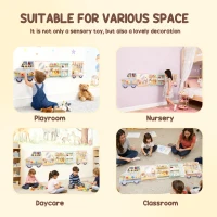 AIYAPLAY Wooden Busy Board, 5 in 1 Activity Wall Panels for Kids 3+ Years, for Daycare, Playroom, Home(m-8)