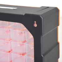 DURHAND 60 Drawers Parts Organiser Wall Mount Storage Cabinet Garage Small Nuts Bolts Tools Clear Orange(m-9)