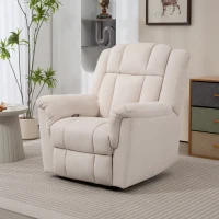 HOMCOM Fauteuil relax massant et chauffant, fauteuil inclinable, dossier réglable manuellement, 85x91x104cm, beige(m-2)