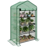 Outsunny Four-Tier Mini Greenhouse, with Reinforced Plastic Cover(m-11)